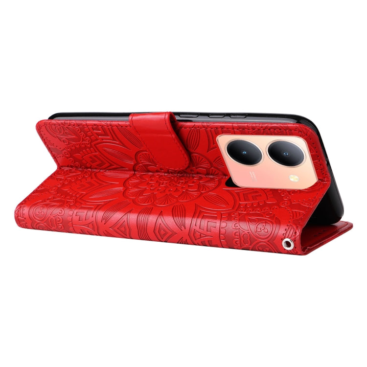 Embossed Sunflower Leather Phone Case, For vivo Y78 5G Foreign