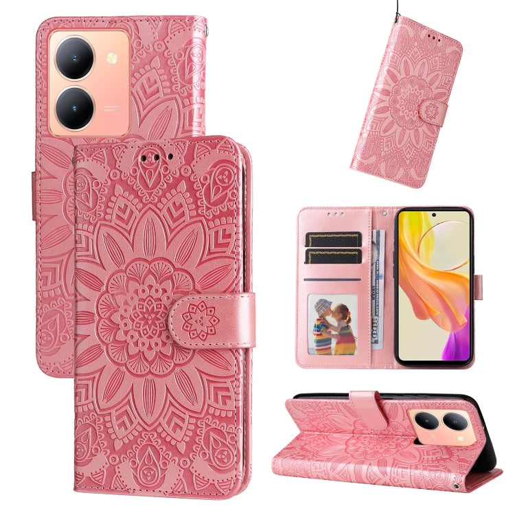 Embossed Sunflower Leather Phone Case, For vivo Y78 5G Foreign