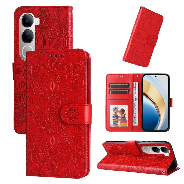 Embossed Sunflower Leather Phone Case, For vivo V50 Lite 4G / 5G, For vivo Y39 5G / Y300i, For vivo Y29s 5G / Y04 4G, For vivo Y29 4G, For vivo V50, For vivo S20, For vivo S20 Pro, For vivo Y19s, For vivo X200, For vivo X200 Pro mini, For vivo X200 Pro...