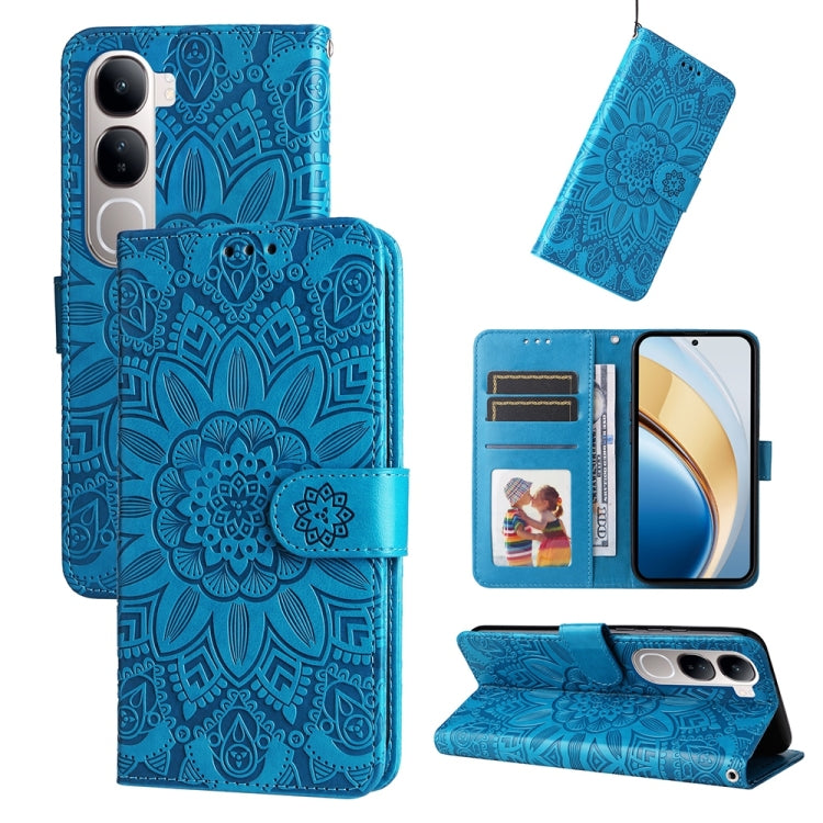 Embossed Sunflower Leather Phone Case, For vivo V50 Lite 4G / 5G, For vivo Y39 5G / Y300i, For vivo Y29s 5G / Y04 4G, For vivo Y29 4G, For vivo V50, For vivo S20, For vivo S20 Pro, For vivo Y19s, For vivo X200, For vivo X200 Pro mini, For vivo X200 Pro...
