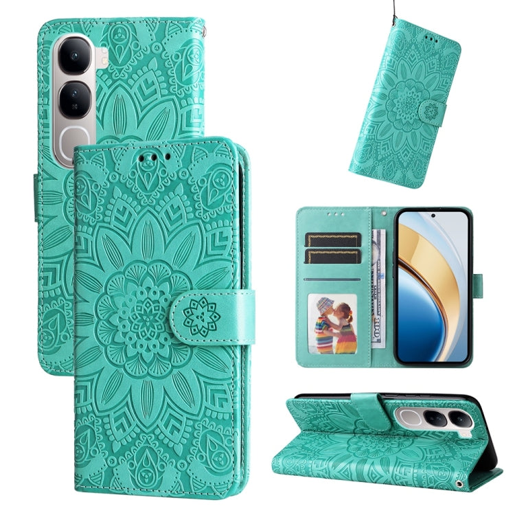 Embossed Sunflower Leather Phone Case, For vivo V50 Lite 4G / 5G, For vivo Y39 5G / Y300i, For vivo Y29s 5G / Y04 4G, For vivo Y29 4G, For vivo V50, For vivo S20, For vivo S20 Pro, For vivo Y19s, For vivo X200, For vivo X200 Pro mini, For vivo X200 Pro...