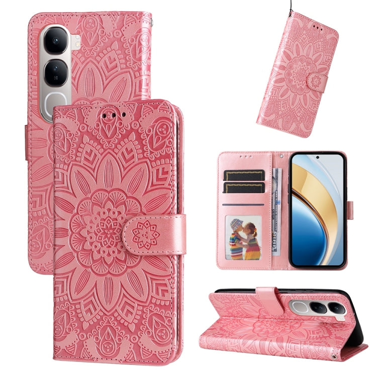 Embossed Sunflower Leather Phone Case, For vivo V50 Lite 4G / 5G, For vivo Y39 5G / Y300i, For vivo Y29s 5G / Y04 4G, For vivo Y29 4G, For vivo V50, For vivo S20, For vivo S20 Pro, For vivo Y19s, For vivo X200, For vivo X200 Pro mini, For vivo X200 Pro...