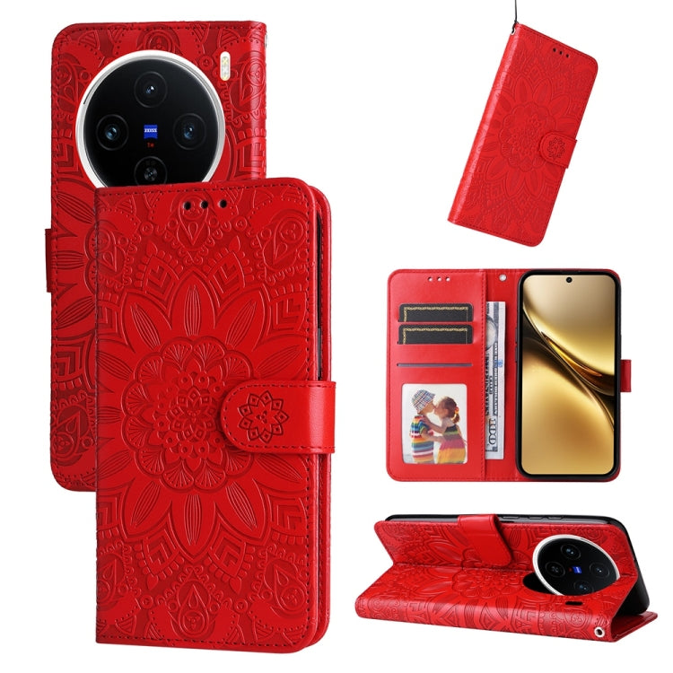 Embossed Sunflower Leather Phone Case, For vivo V50 Lite 4G / 5G, For vivo Y39 5G / Y300i, For vivo Y29s 5G / Y04 4G, For vivo Y29 4G, For vivo V50, For vivo S20, For vivo S20 Pro, For vivo Y19s, For vivo X200, For vivo X200 Pro mini, For vivo X200 Pro...