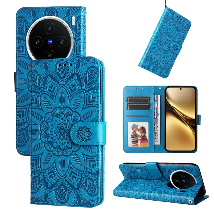 Embossed Sunflower Leather Phone Case, For vivo V50 Lite 4G / 5G, For vivo Y39 5G / Y300i, For vivo Y29s 5G / Y04 4G, For vivo Y29 4G, For vivo V50, For vivo S20, For vivo S20 Pro, For vivo Y19s, For vivo X200, For vivo X200 Pro mini, For vivo X200 Pro...