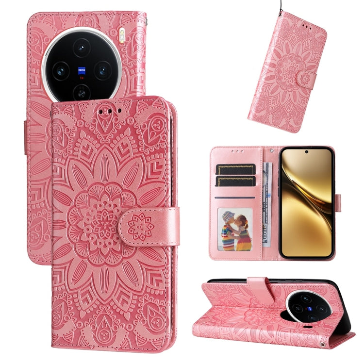 Embossed Sunflower Leather Phone Case, For vivo V50 Lite 4G / 5G, For vivo Y39 5G / Y300i, For vivo Y29s 5G / Y04 4G, For vivo Y29 4G, For vivo V50, For vivo S20, For vivo S20 Pro, For vivo Y19s, For vivo X200, For vivo X200 Pro mini, For vivo X200 Pro...