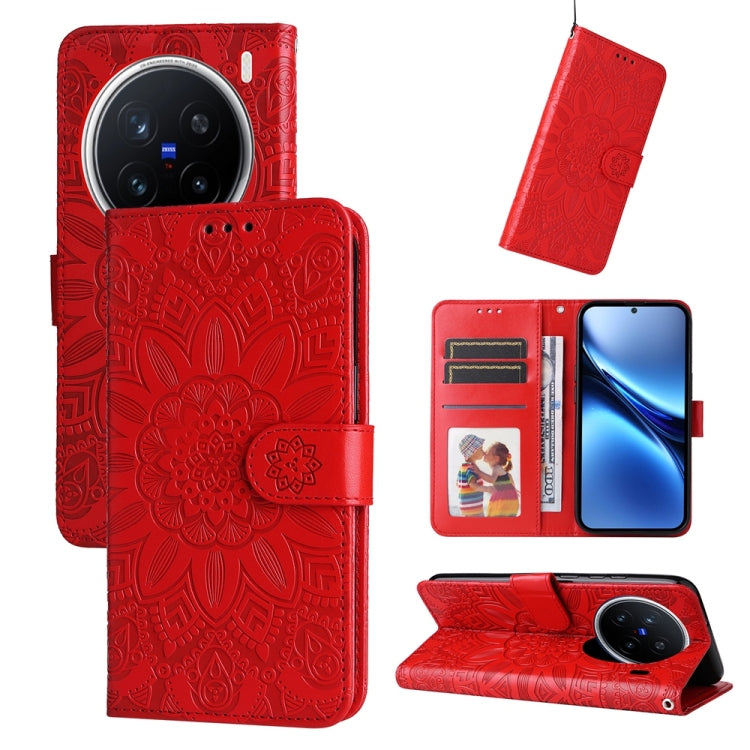 Embossed Sunflower Leather Phone Case, For vivo V50 Lite 4G / 5G, For vivo Y39 5G / Y300i, For vivo Y29s 5G / Y04 4G, For vivo Y29 4G, For vivo V50, For vivo S20, For vivo S20 Pro, For vivo Y19s, For vivo X200, For vivo X200 Pro mini, For vivo X200 Pro...