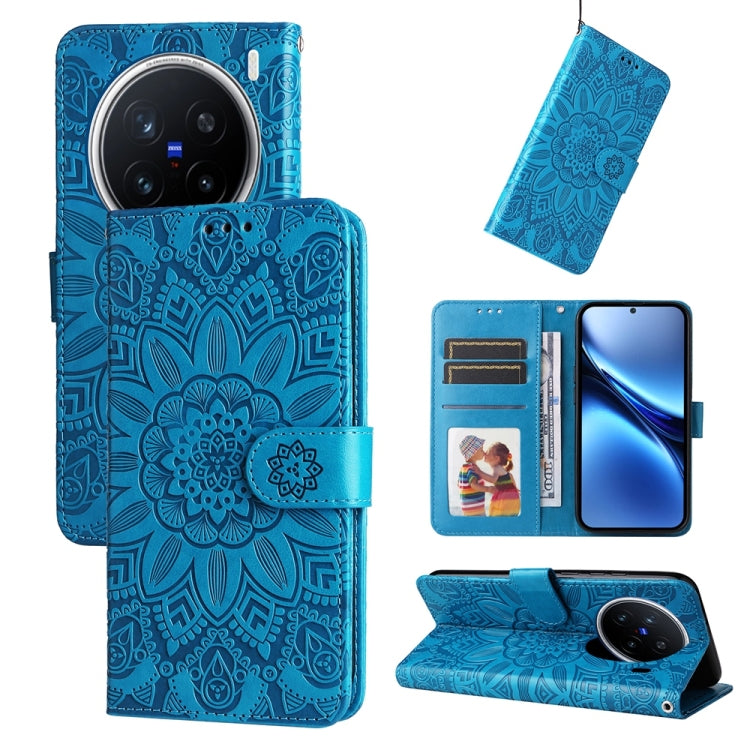 Embossed Sunflower Leather Phone Case, For vivo V50 Lite 4G / 5G, For vivo Y39 5G / Y300i, For vivo Y29s 5G / Y04 4G, For vivo Y29 4G, For vivo V50, For vivo S20, For vivo S20 Pro, For vivo Y19s, For vivo X200, For vivo X200 Pro mini, For vivo X200 Pro...