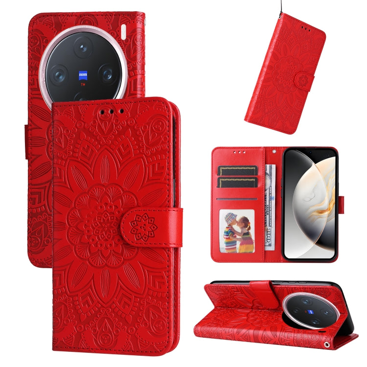 Embossed Sunflower Leather Phone Case, For vivo V50 Lite 4G / 5G, For vivo Y39 5G / Y300i, For vivo Y29s 5G / Y04 4G, For vivo Y29 4G, For vivo V50, For vivo S20, For vivo S20 Pro, For vivo Y19s, For vivo X200, For vivo X200 Pro mini, For vivo X200 Pro...