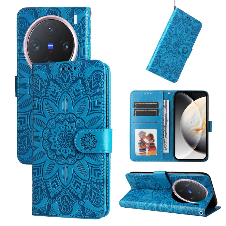 Embossed Sunflower Leather Phone Case, For vivo V50 Lite 4G / 5G, For vivo Y39 5G / Y300i, For vivo Y29s 5G / Y04 4G, For vivo Y29 4G, For vivo V50, For vivo S20, For vivo S20 Pro, For vivo Y19s, For vivo X200, For vivo X200 Pro mini, For vivo X200 Pro...