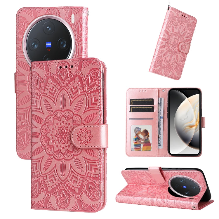 Embossed Sunflower Leather Phone Case, For vivo V50 Lite 4G / 5G, For vivo Y39 5G / Y300i, For vivo Y29s 5G / Y04 4G, For vivo Y29 4G, For vivo V50, For vivo S20, For vivo S20 Pro, For vivo Y19s, For vivo X200, For vivo X200 Pro mini, For vivo X200 Pro...