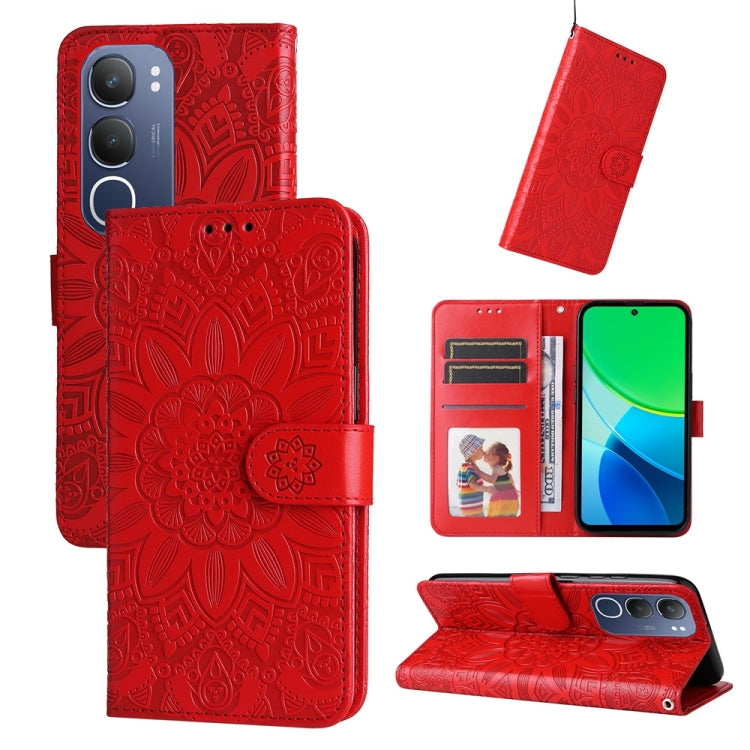 Embossed Sunflower Leather Phone Case, For vivo V50 Lite 4G / 5G, For vivo Y39 5G / Y300i, For vivo Y29s 5G / Y04 4G, For vivo Y29 4G, For vivo V50, For vivo S20, For vivo S20 Pro, For vivo Y19s, For vivo X200, For vivo X200 Pro mini, For vivo X200 Pro...