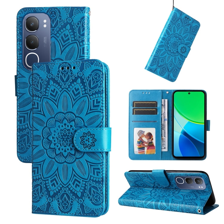 Embossed Sunflower Leather Phone Case, For vivo V50 Lite 4G / 5G, For vivo Y39 5G / Y300i, For vivo Y29s 5G / Y04 4G, For vivo Y29 4G, For vivo V50, For vivo S20, For vivo S20 Pro, For vivo Y19s, For vivo X200, For vivo X200 Pro mini, For vivo X200 Pro...