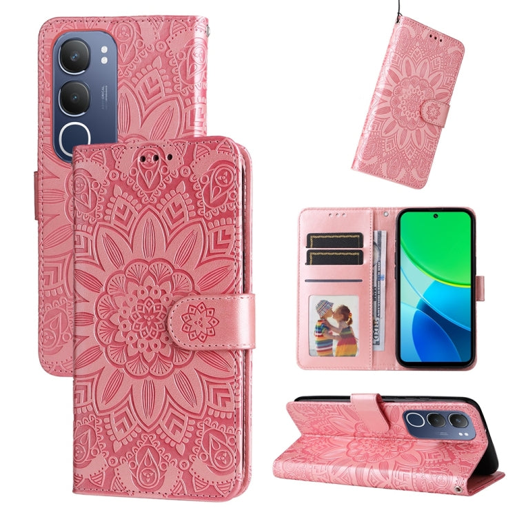 Embossed Sunflower Leather Phone Case, For vivo V50 Lite 4G / 5G, For vivo Y39 5G / Y300i, For vivo Y29s 5G / Y04 4G, For vivo Y29 4G, For vivo V50, For vivo S20, For vivo S20 Pro, For vivo Y19s, For vivo X200, For vivo X200 Pro mini, For vivo X200 Pro...