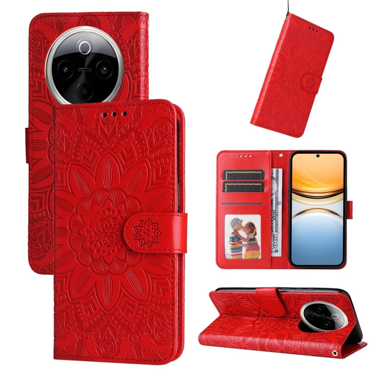 Embossed Sunflower Leather Phone Case, For vivo V50 Lite 4G / 5G, For vivo Y39 5G / Y300i, For vivo Y29s 5G / Y04 4G, For vivo Y29 4G, For vivo V50, For vivo S20, For vivo S20 Pro, For vivo Y19s, For vivo X200, For vivo X200 Pro mini, For vivo X200 Pro...