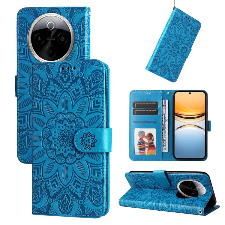 Embossed Sunflower Leather Phone Case, For vivo V50 Lite 4G / 5G, For vivo Y39 5G / Y300i, For vivo Y29s 5G / Y04 4G, For vivo Y29 4G, For vivo V50, For vivo S20, For vivo S20 Pro, For vivo Y19s, For vivo X200, For vivo X200 Pro mini, For vivo X200 Pro...