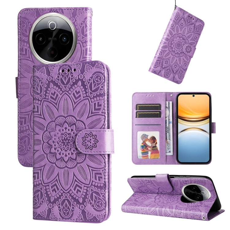 Embossed Sunflower Leather Phone Case, For vivo V50 Lite 4G / 5G, For vivo Y39 5G / Y300i, For vivo Y29s 5G / Y04 4G, For vivo Y29 4G, For vivo V50, For vivo S20, For vivo S20 Pro, For vivo Y19s, For vivo X200, For vivo X200 Pro mini, For vivo X200 Pro...