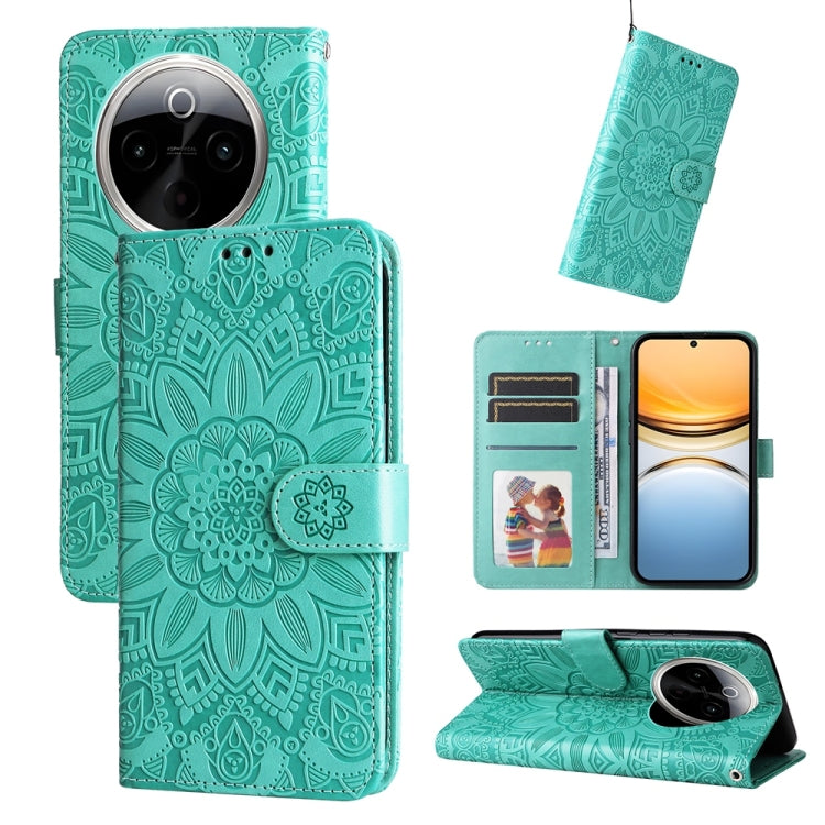 Embossed Sunflower Leather Phone Case, For vivo V50 Lite 4G / 5G, For vivo Y39 5G / Y300i, For vivo Y29s 5G / Y04 4G, For vivo Y29 4G, For vivo V50, For vivo S20, For vivo S20 Pro, For vivo Y19s, For vivo X200, For vivo X200 Pro mini, For vivo X200 Pro...