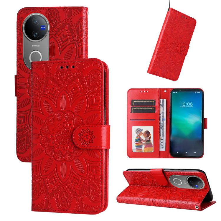Embossed Sunflower Leather Phone Case, For vivo V50 Lite 4G / 5G, For vivo Y39 5G / Y300i, For vivo Y29s 5G / Y04 4G, For vivo Y29 4G, For vivo V50, For vivo S20, For vivo S20 Pro, For vivo Y19s, For vivo X200, For vivo X200 Pro mini, For vivo X200 Pro...