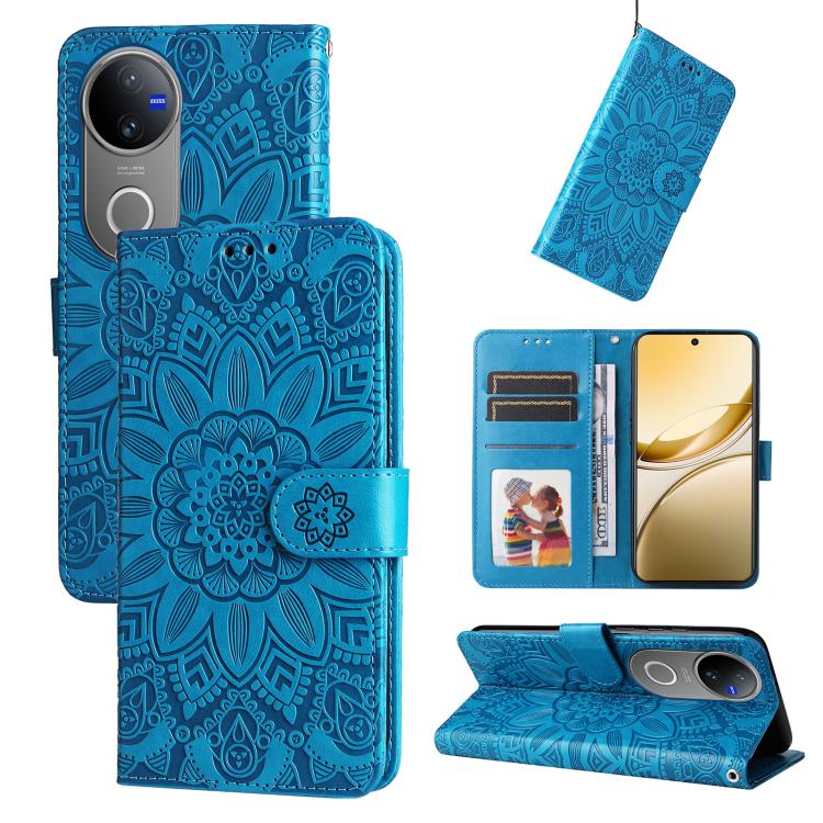 Embossed Sunflower Leather Phone Case, For vivo V50 Lite 4G / 5G, For vivo Y39 5G / Y300i, For vivo Y29s 5G / Y04 4G, For vivo Y29 4G, For vivo V50, For vivo S20, For vivo S20 Pro, For vivo Y19s, For vivo X200, For vivo X200 Pro mini, For vivo X200 Pro...