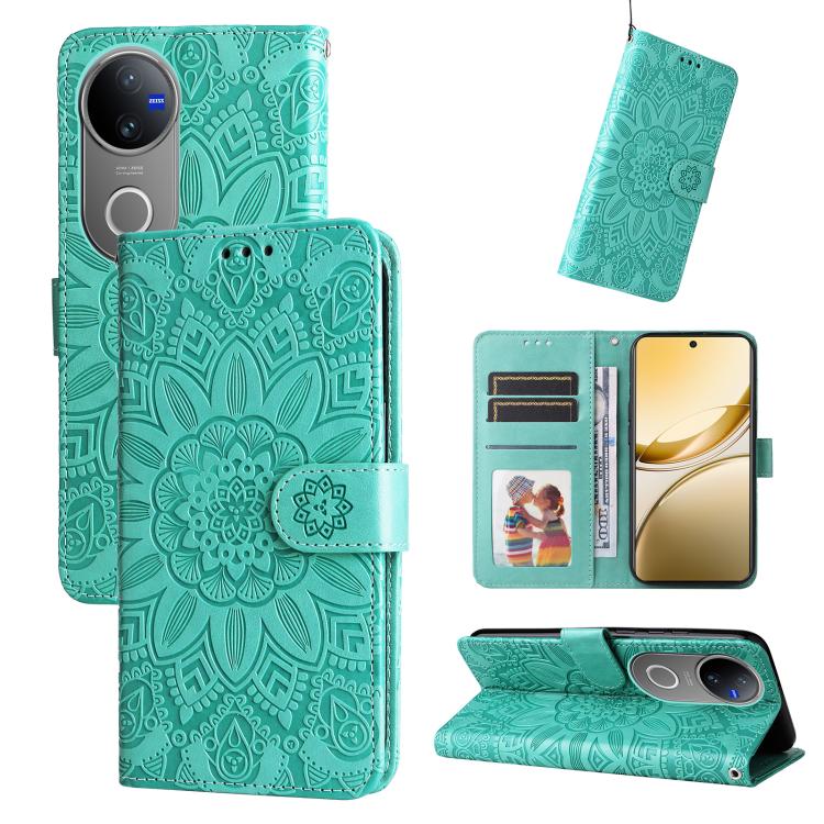 Embossed Sunflower Leather Phone Case, For vivo V50 Lite 4G / 5G, For vivo Y39 5G / Y300i, For vivo Y29s 5G / Y04 4G, For vivo Y29 4G, For vivo V50, For vivo S20, For vivo S20 Pro, For vivo Y19s, For vivo X200, For vivo X200 Pro mini, For vivo X200 Pro...