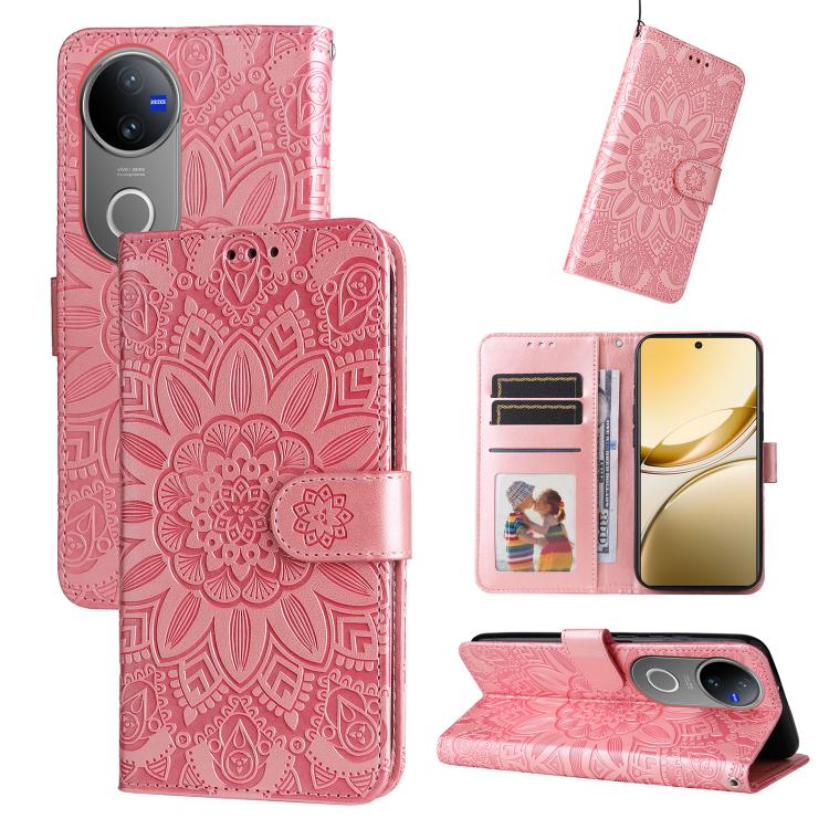 Embossed Sunflower Leather Phone Case, For vivo V50 Lite 4G / 5G, For vivo Y39 5G / Y300i, For vivo Y29s 5G / Y04 4G, For vivo Y29 4G, For vivo V50, For vivo S20, For vivo S20 Pro, For vivo Y19s, For vivo X200, For vivo X200 Pro mini, For vivo X200 Pro...