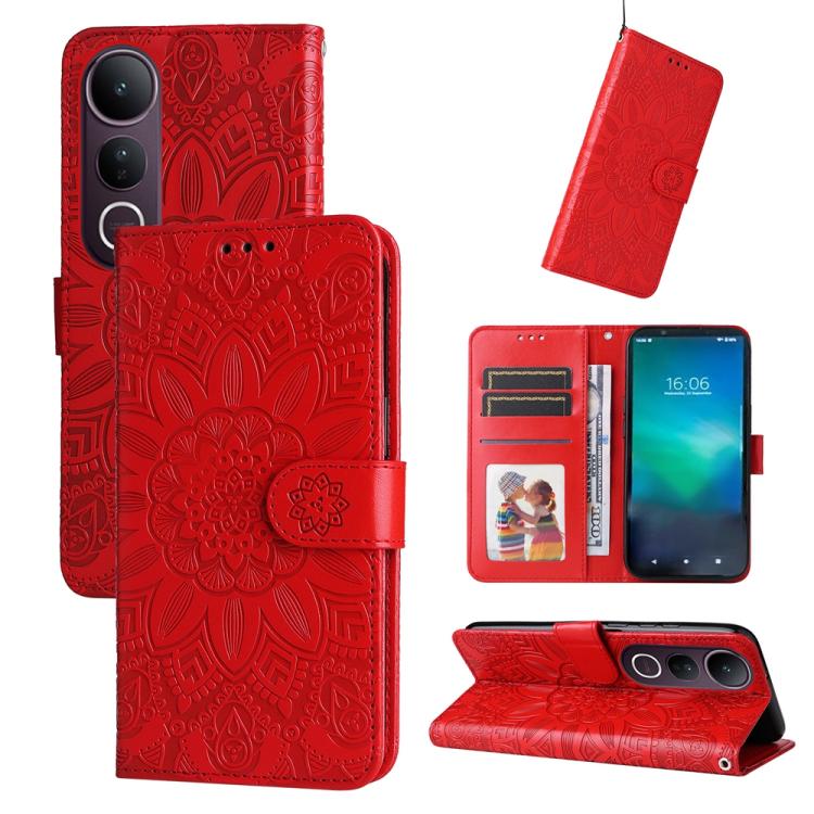 Embossed Sunflower Leather Phone Case, For vivo V50 Lite 4G / 5G, For vivo Y39 5G / Y300i, For vivo Y29s 5G / Y04 4G, For vivo Y29 4G, For vivo V50, For vivo S20, For vivo S20 Pro, For vivo Y19s, For vivo X200, For vivo X200 Pro mini, For vivo X200 Pro...