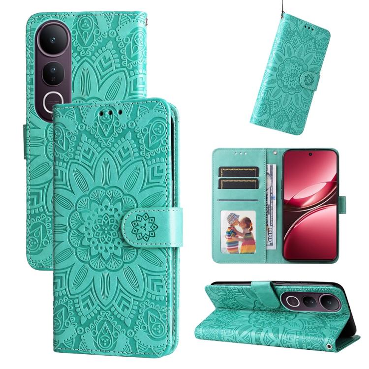 Embossed Sunflower Leather Phone Case, For vivo V50 Lite 4G / 5G, For vivo Y39 5G / Y300i, For vivo Y29s 5G / Y04 4G, For vivo Y29 4G, For vivo V50, For vivo S20, For vivo S20 Pro, For vivo Y19s, For vivo X200, For vivo X200 Pro mini, For vivo X200 Pro...