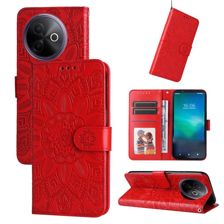 Embossed Sunflower Leather Phone Case, For vivo V50 Lite 4G / 5G, For vivo Y39 5G / Y300i, For vivo Y29s 5G / Y04 4G, For vivo Y29 4G, For vivo V50, For vivo S20, For vivo S20 Pro, For vivo Y19s, For vivo X200, For vivo X200 Pro mini, For vivo X200 Pro...