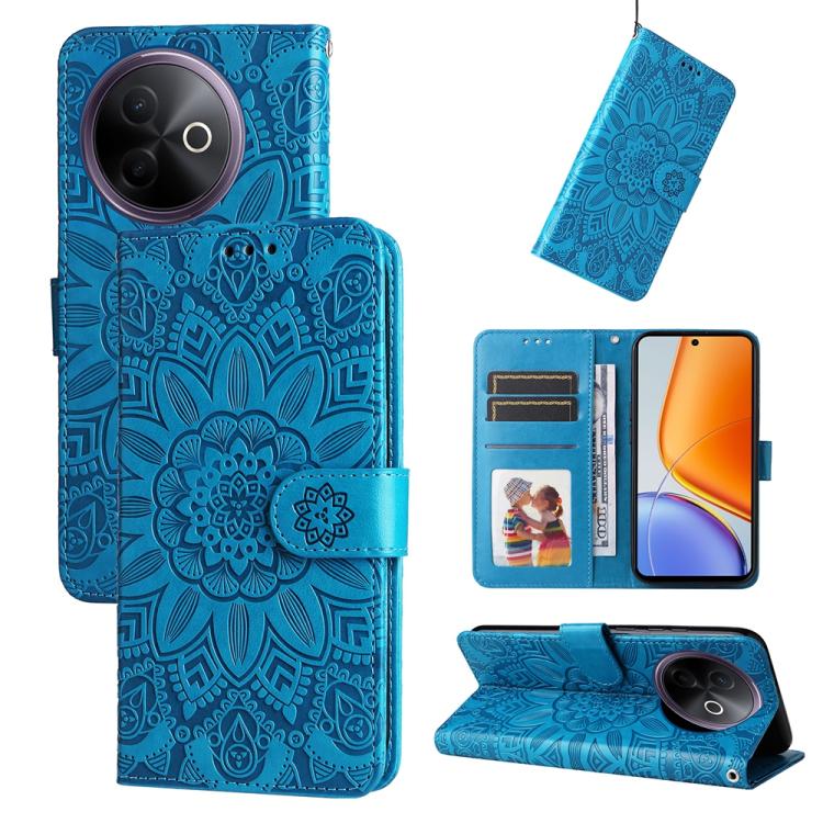 Embossed Sunflower Leather Phone Case, For vivo V50 Lite 4G / 5G, For vivo Y39 5G / Y300i, For vivo Y29s 5G / Y04 4G, For vivo Y29 4G, For vivo V50, For vivo S20, For vivo S20 Pro, For vivo Y19s, For vivo X200, For vivo X200 Pro mini, For vivo X200 Pro...