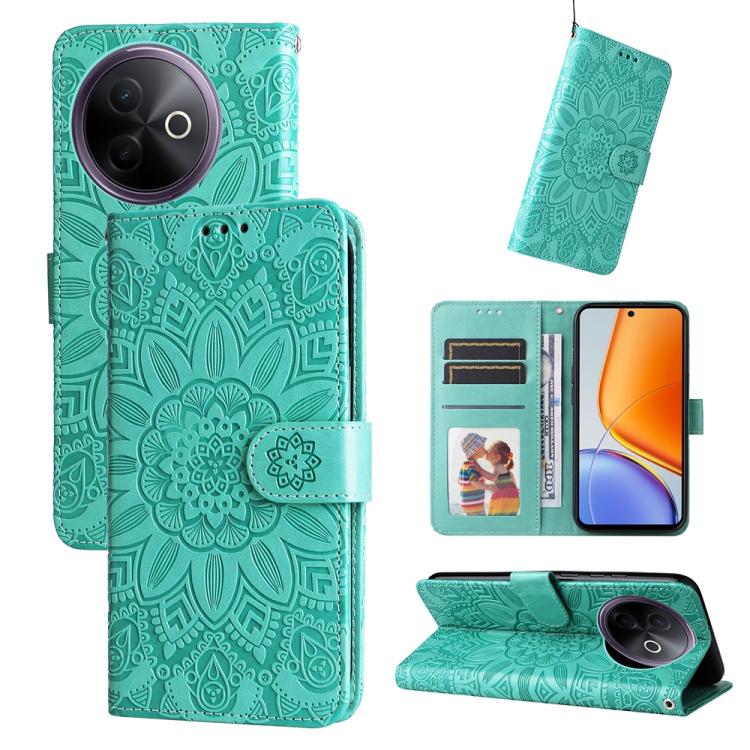 Embossed Sunflower Leather Phone Case, For vivo V50 Lite 4G / 5G, For vivo Y39 5G / Y300i, For vivo Y29s 5G / Y04 4G, For vivo Y29 4G, For vivo V50, For vivo S20, For vivo S20 Pro, For vivo Y19s, For vivo X200, For vivo X200 Pro mini, For vivo X200 Pro...