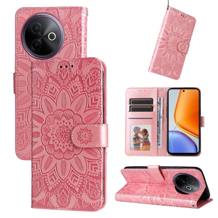Embossed Sunflower Leather Phone Case, For vivo V50 Lite 4G / 5G, For vivo Y39 5G / Y300i, For vivo Y29s 5G / Y04 4G, For vivo Y29 4G, For vivo V50, For vivo S20, For vivo S20 Pro, For vivo Y19s, For vivo X200, For vivo X200 Pro mini, For vivo X200 Pro...