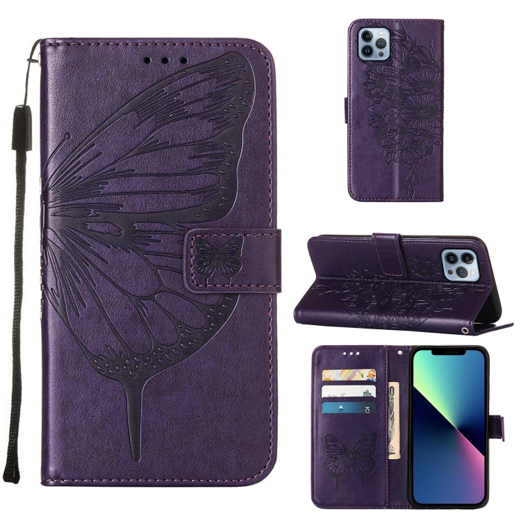 Embossed Butterfly Leather Phone Case, For iPhone 16 Pro Max, For iPhone 16 Pro, For iPhone 16 Plus, For iPhone 16, iPhone 16e, For iPhone 15 Pro Max, For iPhone 15 Pro, For iPhone 15 Plus, For iPhone 15, For iPod Touch 7 / 6 / 5