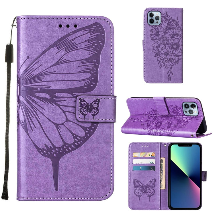 Embossed Butterfly Leather Phone Case, For iPhone 16 Pro Max, For iPhone 16 Pro, For iPhone 16 Plus, For iPhone 16, iPhone 16e, For iPhone 15 Pro Max, For iPhone 15 Pro, For iPhone 15 Plus, For iPhone 15, For iPod Touch 7 / 6 / 5