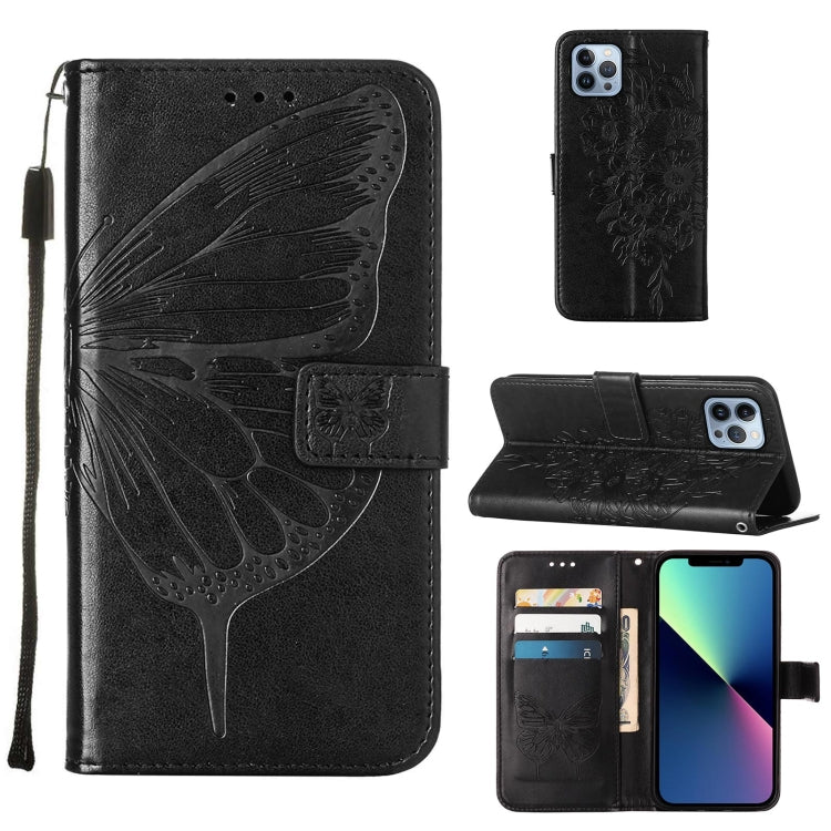 Embossed Butterfly Leather Phone Case, For iPhone 16 Pro Max, For iPhone 16 Pro, For iPhone 16 Plus, For iPhone 16, iPhone 16e, For iPhone 15 Pro Max, For iPhone 15 Pro, For iPhone 15 Plus, For iPhone 15, For iPod Touch 7 / 6 / 5