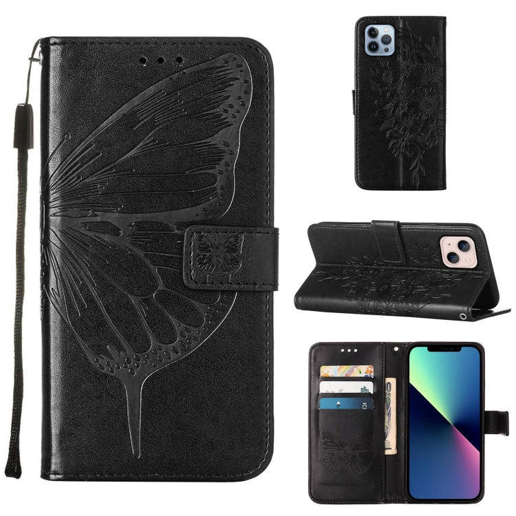 Embossed Butterfly Leather Phone Case, For iPhone 16 Pro Max, For iPhone 16 Pro, For iPhone 16 Plus, For iPhone 16, iPhone 16e, For iPhone 15 Pro Max, For iPhone 15 Pro, For iPhone 15 Plus, For iPhone 15, For iPod Touch 7 / 6 / 5