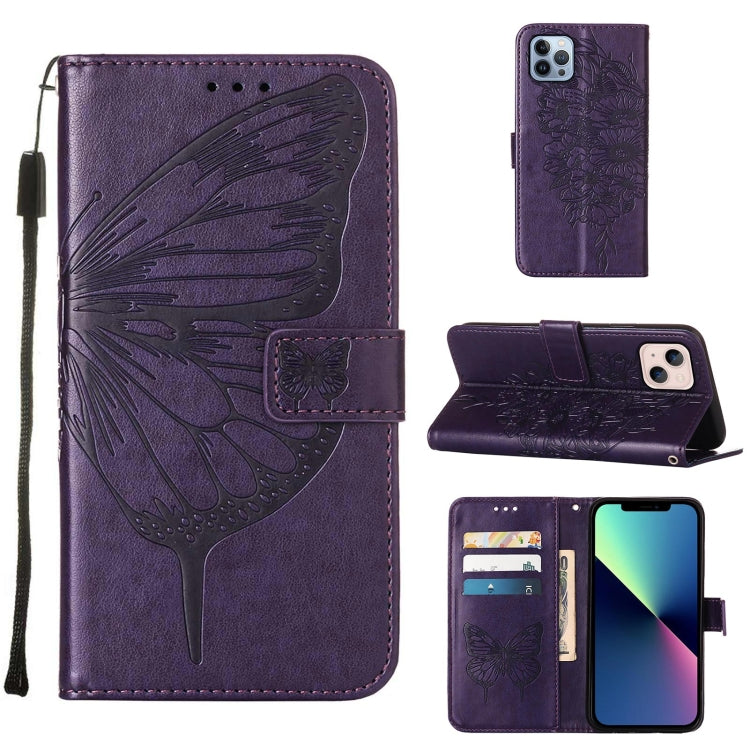 Embossed Butterfly Leather Phone Case, For iPhone 16 Pro Max, For iPhone 16 Pro, For iPhone 16 Plus, For iPhone 16, iPhone 16e, For iPhone 15 Pro Max, For iPhone 15 Pro, For iPhone 15 Plus, For iPhone 15, For iPod Touch 7 / 6 / 5