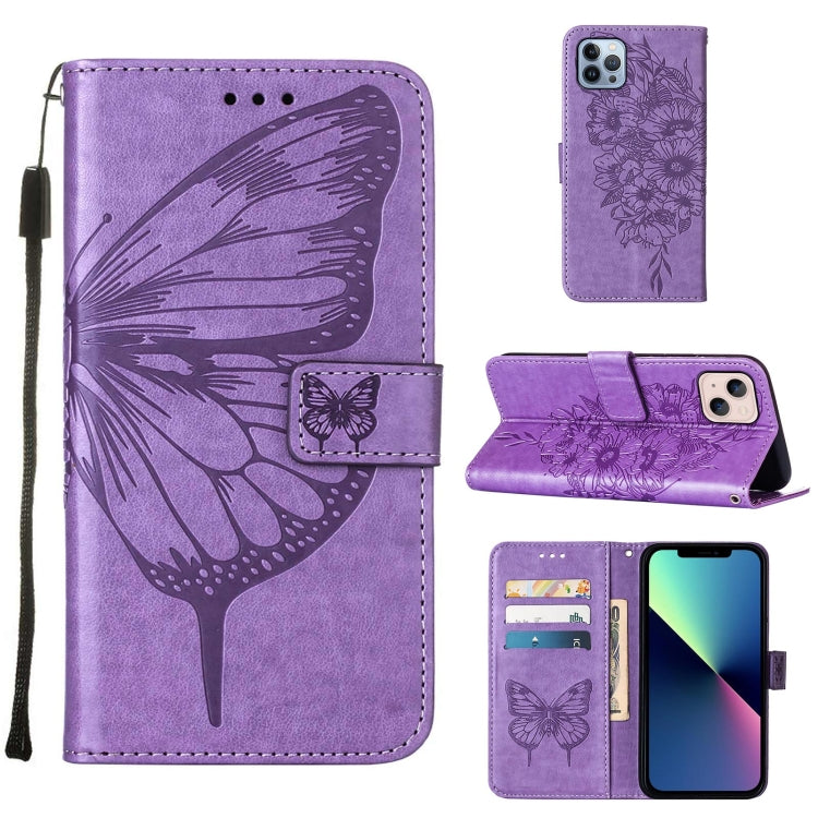 Embossed Butterfly Leather Phone Case, For iPhone 16 Pro Max, For iPhone 16 Pro, For iPhone 16 Plus, For iPhone 16, iPhone 16e, For iPhone 15 Pro Max, For iPhone 15 Pro, For iPhone 15 Plus, For iPhone 15, For iPod Touch 7 / 6 / 5