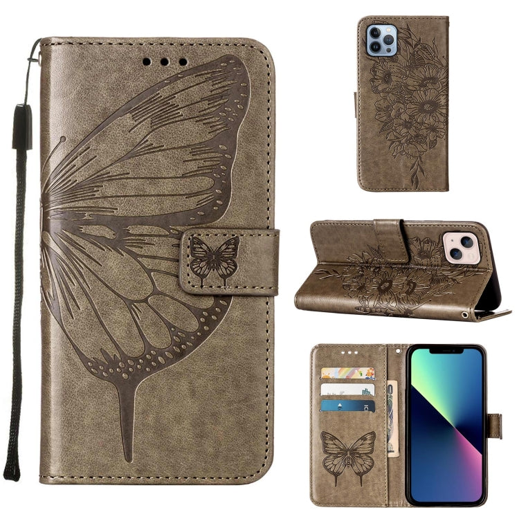 Embossed Butterfly Leather Phone Case, For iPhone 16 Pro Max, For iPhone 16 Pro, For iPhone 16 Plus, For iPhone 16, iPhone 16e, For iPhone 15 Pro Max, For iPhone 15 Pro, For iPhone 15 Plus, For iPhone 15, For iPod Touch 7 / 6 / 5