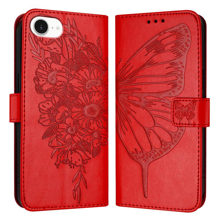 Embossed Butterfly Leather Phone Case, For iPhone 16 Pro Max, For iPhone 16 Pro, For iPhone 16 Plus, For iPhone 16, iPhone 16e, For iPhone 15 Pro Max, For iPhone 15 Pro, For iPhone 15 Plus, For iPhone 15, For iPod Touch 7 / 6 / 5