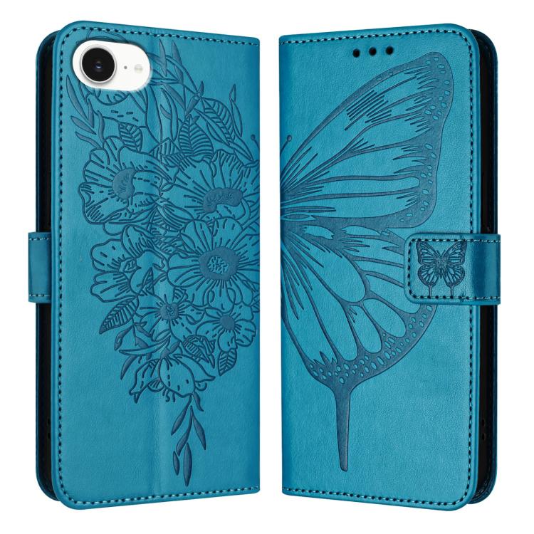 Embossed Butterfly Leather Phone Case, For iPhone 16 Pro Max, For iPhone 16 Pro, For iPhone 16 Plus, For iPhone 16, iPhone 16e, For iPhone 15 Pro Max, For iPhone 15 Pro, For iPhone 15 Plus, For iPhone 15, For iPod Touch 7 / 6 / 5