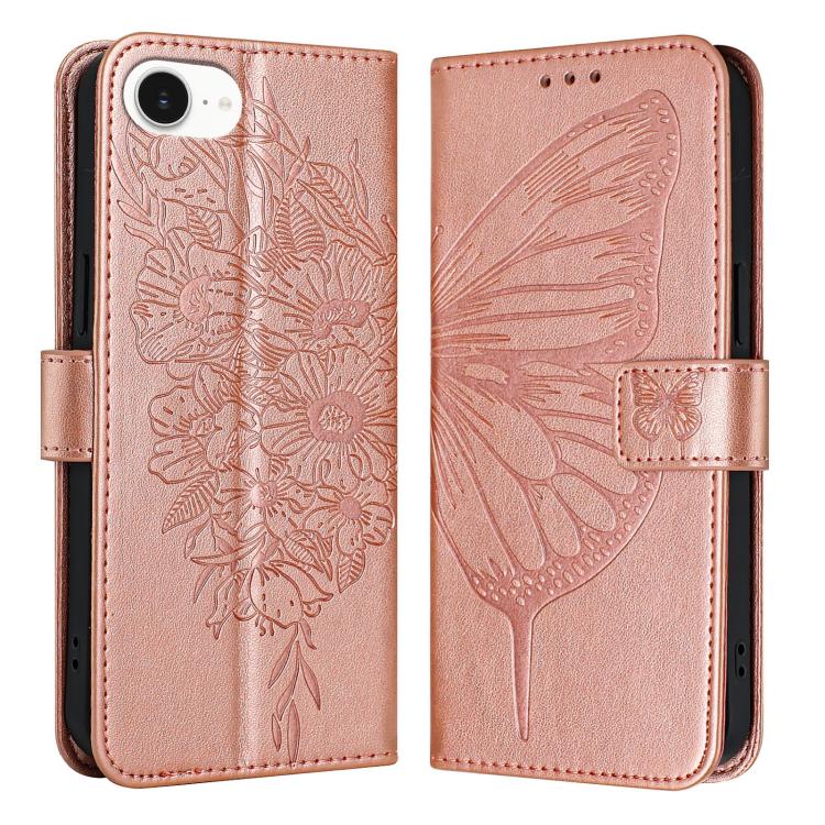 Embossed Butterfly Leather Phone Case, For iPhone 16 Pro Max, For iPhone 16 Pro, For iPhone 16 Plus, For iPhone 16, iPhone 16e, For iPhone 15 Pro Max, For iPhone 15 Pro, For iPhone 15 Plus, For iPhone 15, For iPod Touch 7 / 6 / 5