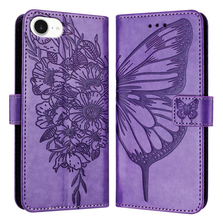 Embossed Butterfly Leather Phone Case, For iPhone 16 Pro Max, For iPhone 16 Pro, For iPhone 16 Plus, For iPhone 16, iPhone 16e, For iPhone 15 Pro Max, For iPhone 15 Pro, For iPhone 15 Plus, For iPhone 15, For iPod Touch 7 / 6 / 5