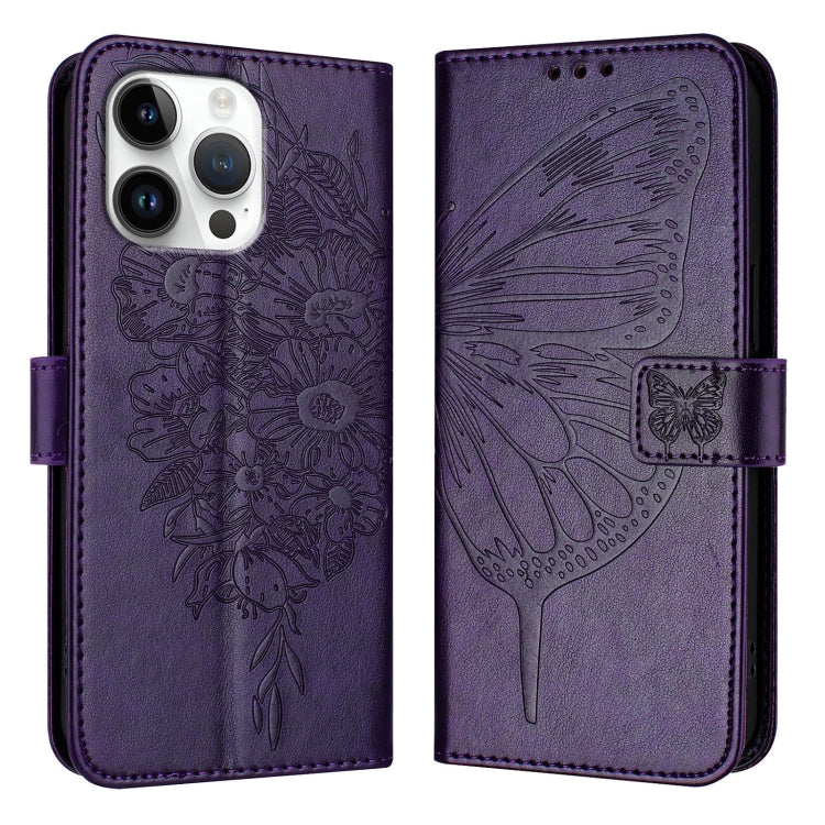 Embossed Butterfly Leather Phone Case, For iPhone 16 Pro Max, For iPhone 16 Pro, For iPhone 16 Plus, For iPhone 16, iPhone 16e, For iPhone 15 Pro Max, For iPhone 15 Pro, For iPhone 15 Plus, For iPhone 15, For iPod Touch 7 / 6 / 5