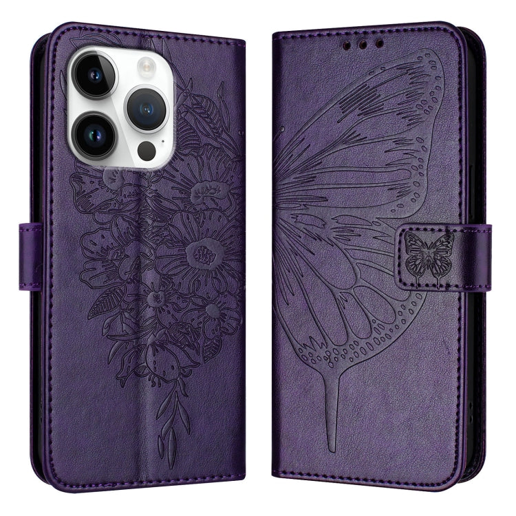 Embossed Butterfly Leather Phone Case, For iPhone 16 Pro Max, For iPhone 16 Pro, For iPhone 16 Plus, For iPhone 16, iPhone 16e, For iPhone 15 Pro Max, For iPhone 15 Pro, For iPhone 15 Plus, For iPhone 15, For iPod Touch 7 / 6 / 5