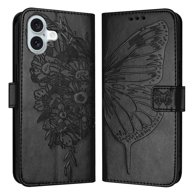 Embossed Butterfly Leather Phone Case, For iPhone 16 Pro Max, For iPhone 16 Pro, For iPhone 16 Plus, For iPhone 16, iPhone 16e, For iPhone 15 Pro Max, For iPhone 15 Pro, For iPhone 15 Plus, For iPhone 15, For iPod Touch 7 / 6 / 5
