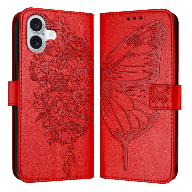 Embossed Butterfly Leather Phone Case, For iPhone 16 Pro Max, For iPhone 16 Pro, For iPhone 16 Plus, For iPhone 16, iPhone 16e, For iPhone 15 Pro Max, For iPhone 15 Pro, For iPhone 15 Plus, For iPhone 15, For iPod Touch 7 / 6 / 5