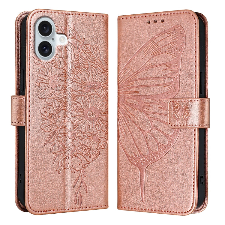 Embossed Butterfly Leather Phone Case, For iPhone 16 Pro Max, For iPhone 16 Pro, For iPhone 16 Plus, For iPhone 16, iPhone 16e, For iPhone 15 Pro Max, For iPhone 15 Pro, For iPhone 15 Plus, For iPhone 15, For iPod Touch 7 / 6 / 5