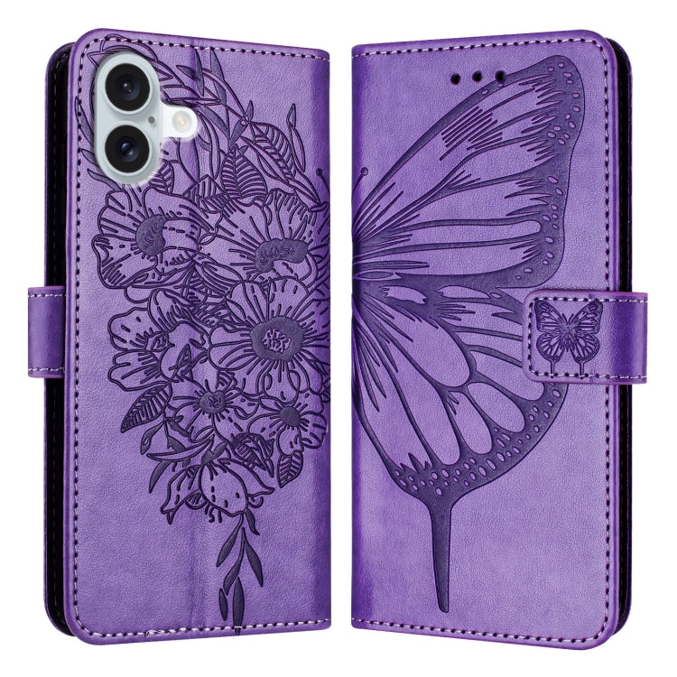 Embossed Butterfly Leather Phone Case, For iPhone 16 Pro Max, For iPhone 16 Pro, For iPhone 16 Plus, For iPhone 16, iPhone 16e, For iPhone 15 Pro Max, For iPhone 15 Pro, For iPhone 15 Plus, For iPhone 15, For iPod Touch 7 / 6 / 5