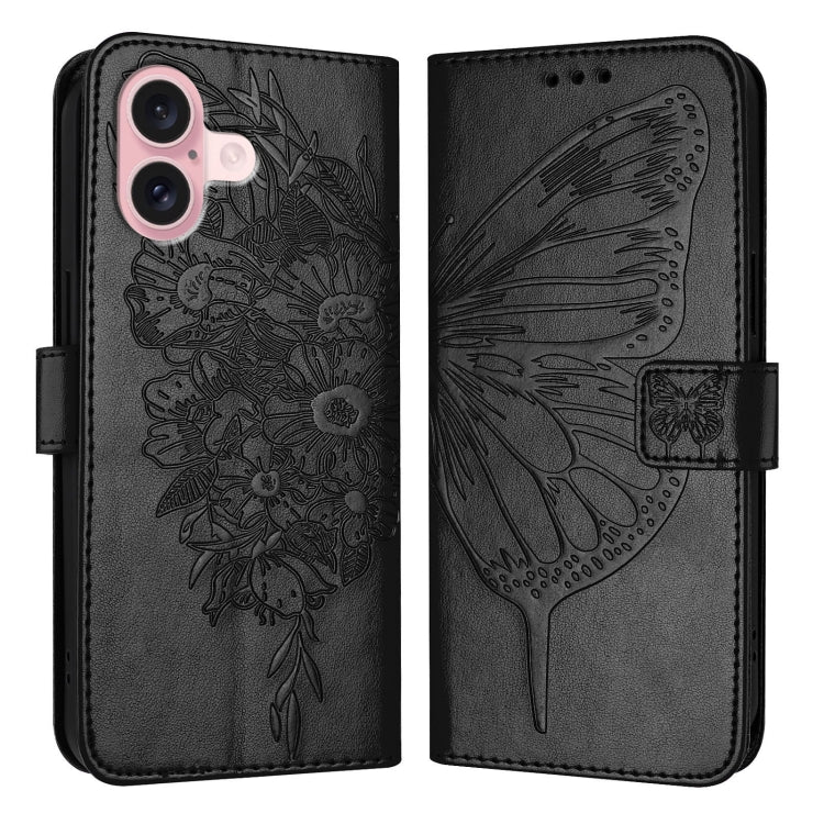 Embossed Butterfly Leather Phone Case, For iPhone 16 Pro Max, For iPhone 16 Pro, For iPhone 16 Plus, For iPhone 16, iPhone 16e, For iPhone 15 Pro Max, For iPhone 15 Pro, For iPhone 15 Plus, For iPhone 15, For iPod Touch 7 / 6 / 5