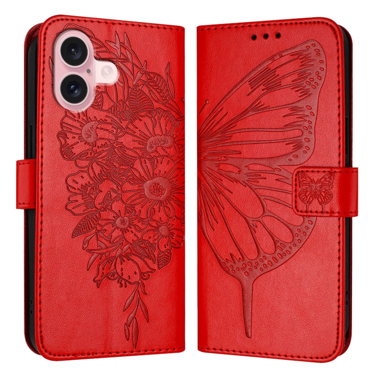 Embossed Butterfly Leather Phone Case, For iPhone 16 Pro Max, For iPhone 16 Pro, For iPhone 16 Plus, For iPhone 16, iPhone 16e, For iPhone 15 Pro Max, For iPhone 15 Pro, For iPhone 15 Plus, For iPhone 15, For iPod Touch 7 / 6 / 5